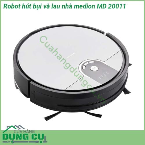 Robot hút bụi và lau nhà Medion MD20011 thiết kế nhỏ gọn kiểu dáng hiện đại Tính năng điều khiển bằng giọng nói thông minh có thể điều khiển từ xa thông qua ứng dụng nếu được yêu cầu đảm bảo độ sạch hoàn hảo nhanh chóng ngay cả khi có nhiều bụi bẩn