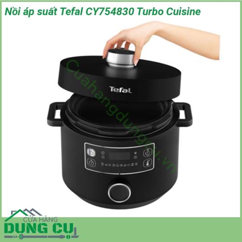 Nồi áp suất Tefal CY754830 Turbo Cuisine có thiết kế lòng nồi hình cầu độc đáo cho hiệu quả nấu ăn ngon hơn Dung tích lớn lên đến 5L cùng lớp chống dính chất lượng cao giúp chế biến món ăn ngon hơn  Nấu ăn dễ dàng ngon hơn với 10 chương trình nấu tự động