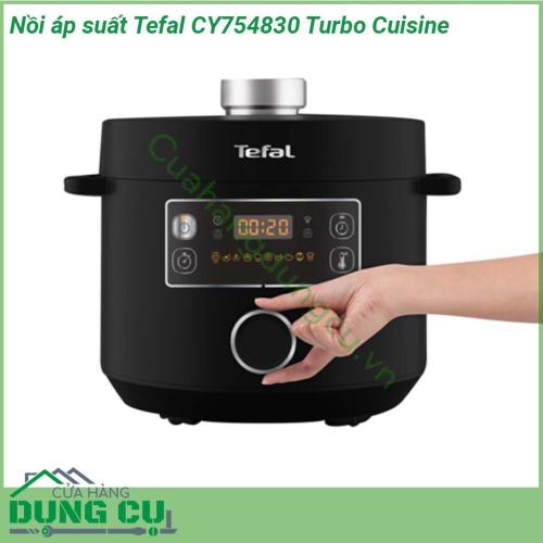 Nồi áp suất Tefal CY754830 Turbo Cuisine có thiết kế lòng nồi hình cầu độc đáo cho hiệu quả nấu ăn ngon hơn Dung tích lớn lên đến 5L cùng lớp chống dính chất lượng cao giúp chế biến món ăn ngon hơn  Nấu ăn dễ dàng ngon hơn với 10 chương trình nấu tự động