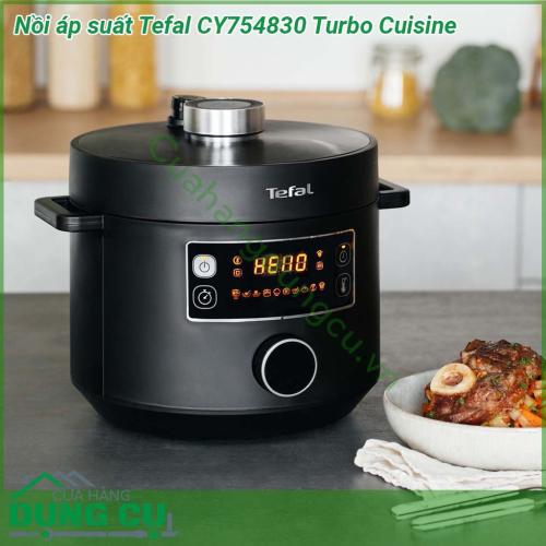 Nồi áp suất Tefal CY754830 Turbo Cuisine có thiết kế lòng nồi hình cầu độc đáo cho hiệu quả nấu ăn ngon hơn Dung tích lớn lên đến 5L cùng lớp chống dính chất lượng cao giúp chế biến món ăn ngon hơn  Nấu ăn dễ dàng ngon hơn với 10 chương trình nấu tự động