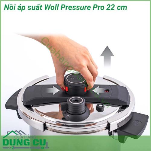 Nồi áp suất Woll Pressure Pro 22 cm nổi bật không chỉ bởi chất lượng cao mà còn bởi thiết kế tuyệt vời tính thiết thực và dễ sử dụng  Đường kính 22 cm Dung tích 6 lít phù hợp với mọi gia đình