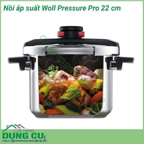 Nồi áp suất Woll Pressure Pro 22 cm nổi bật không chỉ bởi chất lượng cao mà còn bởi thiết kế tuyệt vời tính thiết thực và dễ sử dụng  Đường kính 22 cm Dung tích 6 lít phù hợp với mọi gia đình