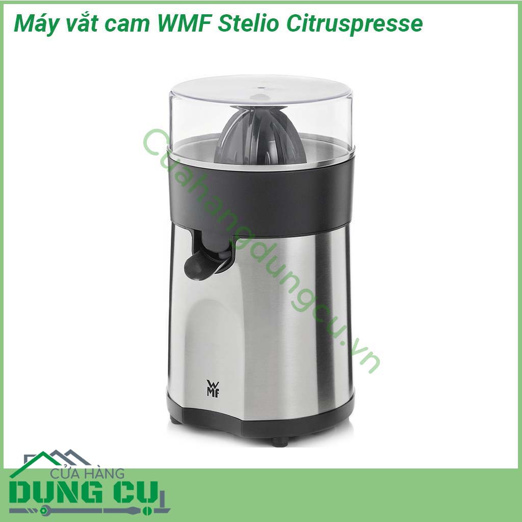 Máy vắt cam WMF Stelio Citruspresse sở hữu thiết kế nhỏ gọn màu sắc trang nhã công suất 85W hoạt động êm ái và nhẹ nhàng  Thân máy được làm bằng inox chắc chắn sáng bóng dễ lau chùi và chịu va chạm tốt  