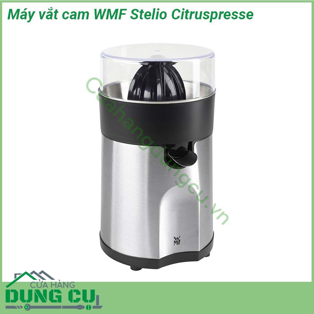 Máy vắt cam WMF Stelio Citruspresse sở hữu thiết kế nhỏ gọn màu sắc trang nhã công suất 85W hoạt động êm ái và nhẹ nhàng  Thân máy được làm bằng inox chắc chắn sáng bóng dễ lau chùi và chịu va chạm tốt  