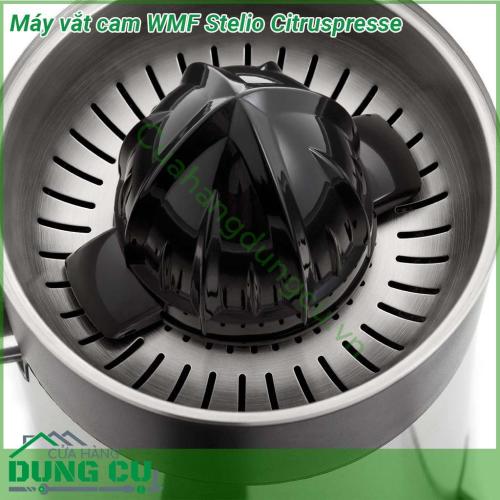 Máy vắt cam WMF Stelio Citruspresse sở hữu thiết kế nhỏ gọn màu sắc trang nhã công suất 85W hoạt động êm ái và nhẹ nhàng  Thân máy được làm bằng inox chắc chắn sáng bóng dễ lau chùi và chịu va chạm tốt  