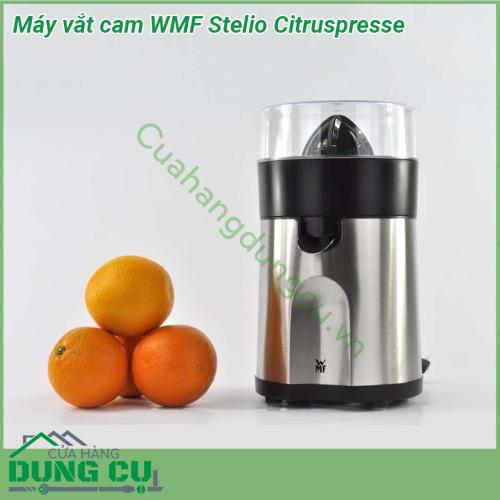 Máy vắt cam WMF Stelio Citruspresse sở hữu thiết kế nhỏ gọn màu sắc trang nhã công suất 85W hoạt động êm ái và nhẹ nhàng  Thân máy được làm bằng inox chắc chắn sáng bóng dễ lau chùi và chịu va chạm tốt  