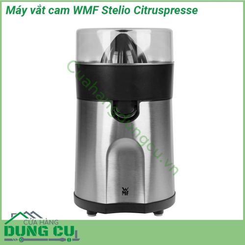 Máy vắt cam WMF Stelio Citruspresse sở hữu thiết kế nhỏ gọn màu sắc trang nhã công suất 85W hoạt động êm ái và nhẹ nhàng  Thân máy được làm bằng inox chắc chắn sáng bóng dễ lau chùi và chịu va chạm tốt  