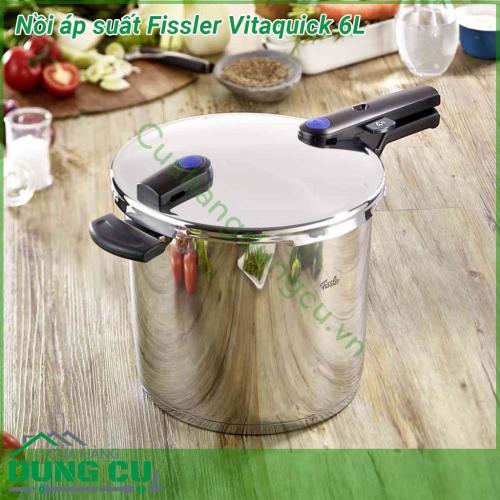 Nồi áp suất đa năng Fissler 6L được làm từ loại thép không gỉ 18 10 chắc chắn bền bỉ truyền và giữ nhiệt tốt độ sáng bóng cao Chất liệu đảm bảo an toàn cho sức khỏe dù đun nấu ở nhiệt độ cao hay khi sử dụng lâu năm