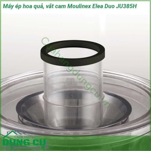 Máy ép hoa quả và vắt cam Moulinex Elea Duo JU385H có thiết kế nhỏ gọn  Chất liệu thép không gỉ cao cấp  Chân đế của máy chống trượt giúp máy đứng vững không bị rung lắc khi ép Vòi chống nhỏ giọt giúp ngăn nước ép chảy xuống bếp đảm bảo vệ sinh hơn