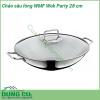 Chảo sâu lòng WMF Wok Party 28 cm được sử dụng chất liệu thép ko gỉ 18 10 ko bị ăn mòn và an toàn sức khỏe của người sử dụng  Nắp của chảo được làm bằng thủy tinh trong suốt dễ dàng quan sát khi nấu  Tay cầm cách nhiệt thuận tiện và an toàn cho người dùng