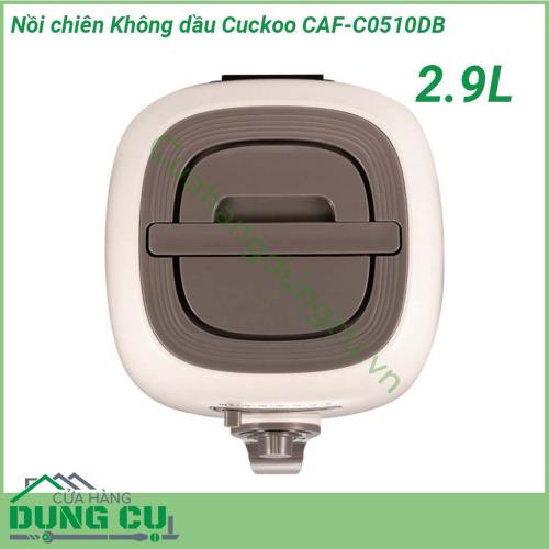 Nồi chiên không dầu Cuckoo CAF-C0510DB 2 9L màu sắc nhã nhặn kiểu dáng bắt mắt  Chất liệu vỏ ngoài bằng nhựa cao cấp kết hợp với công nghệ cool touch cách nhiệt chống nóng vô cùng an toàn  Lòng nồi được phủ lớp chống dính dễ dàng vệ sinh sau khi nấu  