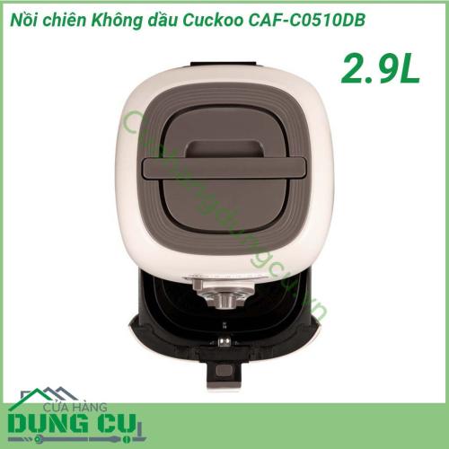 Nồi chiên không dầu Cuckoo CAF-C0510DB 2 9L màu sắc nhã nhặn kiểu dáng bắt mắt  Chất liệu vỏ ngoài bằng nhựa cao cấp kết hợp với công nghệ cool touch cách nhiệt chống nóng vô cùng an toàn  Lòng nồi được phủ lớp chống dính dễ dàng vệ sinh sau khi nấu  