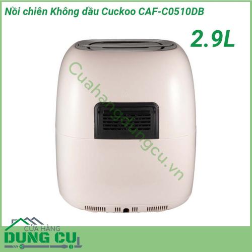 Nồi chiên không dầu Cuckoo CAF-C0510DB 2 9L màu sắc nhã nhặn kiểu dáng bắt mắt  Chất liệu vỏ ngoài bằng nhựa cao cấp kết hợp với công nghệ cool touch cách nhiệt chống nóng vô cùng an toàn  Lòng nồi được phủ lớp chống dính dễ dàng vệ sinh sau khi nấu  