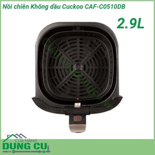 Nồi chiên không dầu Cuckoo CAF-C0510DB 2 9L màu sắc nhã nhặn kiểu dáng bắt mắt  Chất liệu vỏ ngoài bằng nhựa cao cấp kết hợp với công nghệ cool touch cách nhiệt chống nóng vô cùng an toàn  Lòng nồi được phủ lớp chống dính dễ dàng vệ sinh sau khi nấu  