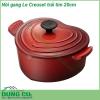 Nồi gang Le Creuset trái tim 20cm sản xuất từ chất liệu chính là gang độ bền cao  an toàn tuyệt đối cho người dùng  Thiết kế độc đáo hình trái tim với máu sắc đỏ bắt mắt Tay cầm chắc chắn và lòng nồi tráng men chống trầy xước