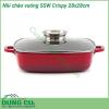 Nồi chảo vuông SSW Crispy 28x28cm được làm bằng chất liệu nhôm đúc cao cấp bắt từ bắt nhiệt rất tốt  Tay cầm cách nhiệt vung kính trong cường lực đảm bảo tính thẩm mĩ và tiện cho các chị quan sát thức ăn Lòng chảo chống dính siêu bền an toàn cho sức khỏe