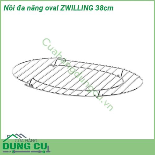 Nồi đa năng hấp lẩu oval ZWILLING 38cm chất liệu thép không gỉ 18 10 chống xước vệ sinh dễ dàng Bề mặt có độ bóng cao long lanh bóng như gương sáng choang cả căn bếp