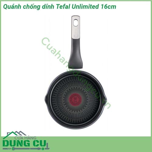 Quánh chống dính Tefal Ultimate 16cm thiết kế nhỏ gọn quánh Tefal 16cm lòng chảo chống dính cao cấp tay cầm thoải mái chống nóng Dung tích 1 5L rất thích hợp để quấy bột chiên rán ngập dầu đều tiện mà ko lo bị bắn