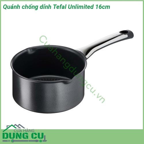 Quánh chống dính Tefal Ultimate 16cm thiết kế nhỏ gọn quánh Tefal 16cm lòng chảo chống dính cao cấp tay cầm thoải mái chống nóng Dung tích 1 5L rất thích hợp để quấy bột chiên rán ngập dầu đều tiện mà ko lo bị bắn