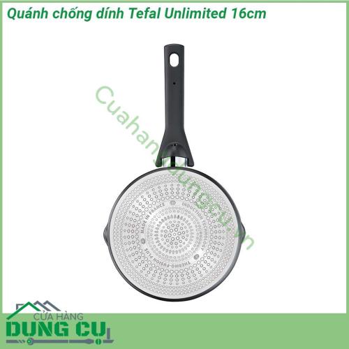 Quánh chống dính Tefal Ultimate 16cm thiết kế nhỏ gọn quánh Tefal 16cm lòng chảo chống dính cao cấp tay cầm thoải mái chống nóng Dung tích 1 5L rất thích hợp để quấy bột chiên rán ngập dầu đều tiện mà ko lo bị bắn