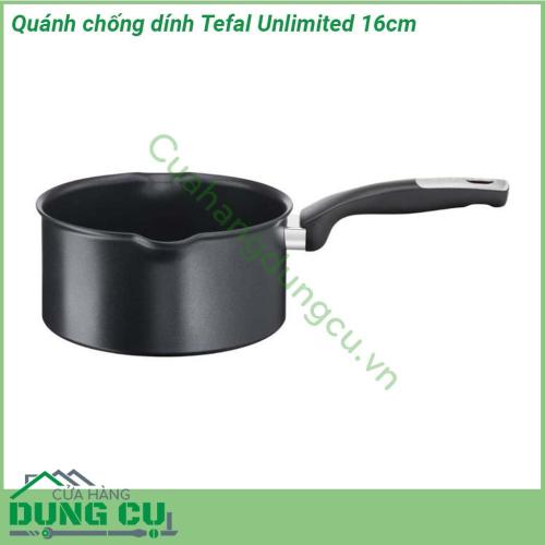 Quánh chống dính Tefal Ultimate 16cm thiết kế nhỏ gọn quánh Tefal 16cm lòng chảo chống dính cao cấp tay cầm thoải mái chống nóng Dung tích 1 5L rất thích hợp để quấy bột chiên rán ngập dầu đều tiện mà ko lo bị bắn