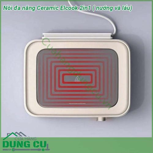 Nồi đa năng nướng lẩu Ceramic Elcook 2in1 thiết kế nhẹ nhàng và sang trọng  Toàn bộ lòng nồi phủ gốm ceramic chống dính dễ dàng vệ sinh không chứa chất gây hại cho sức khỏe  Tay cầm an toàn dễ dàng di chuyển Nắp nồi bằng thủy tinh chịu nhiệt tốt