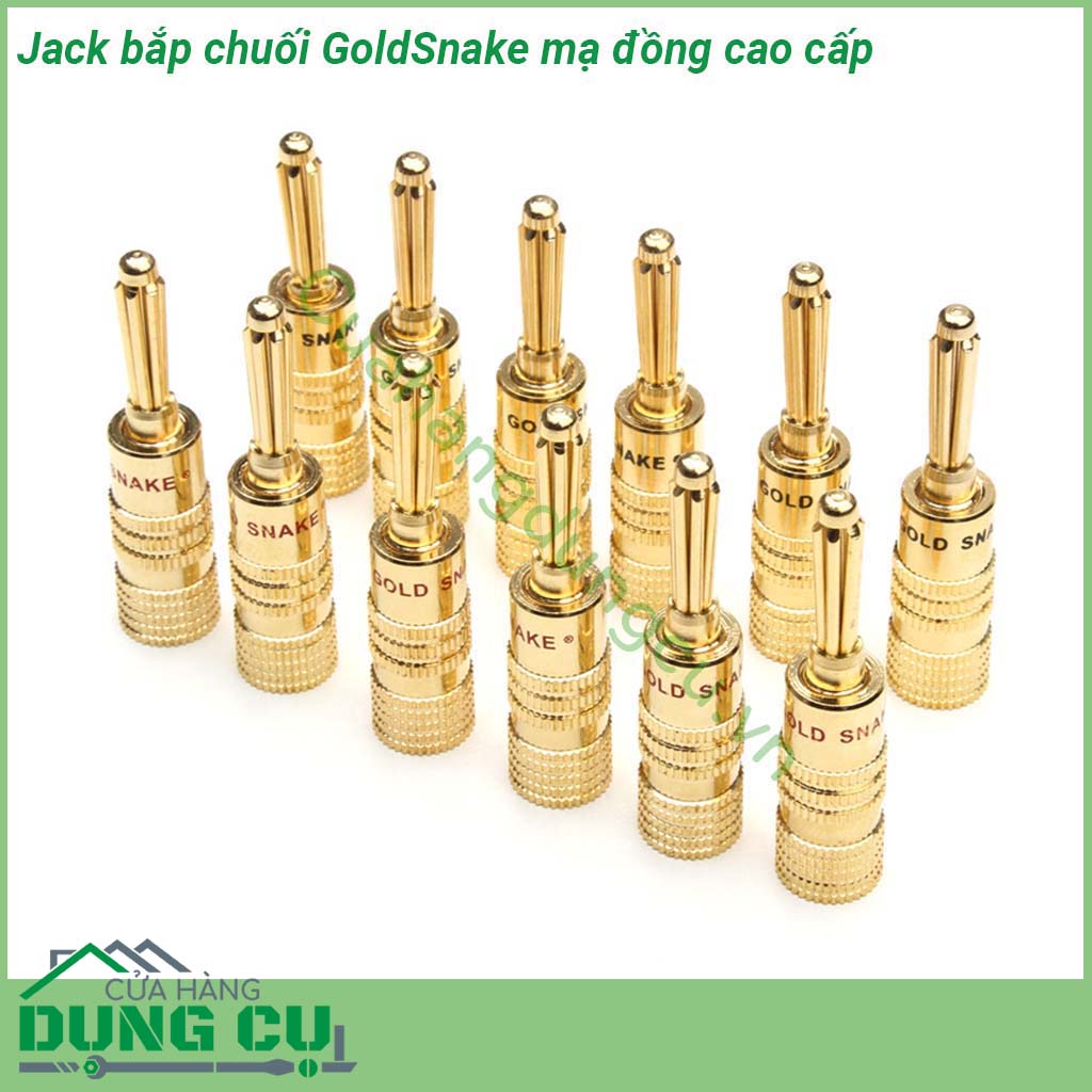 Jack bắp chuối mạ đồng Gold Snake thiết kế tinh tế sắc sảo  được cấu tạo từ chất liệu đồng cao cấp có độ tinh khiết cao nhất thỏa mản tầm nghe cho tín hiệu âm thanh tốt