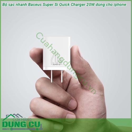 Bộ sạc nhanh Baseus Super Si Quick Charger 20W dùng cho iPhone 12 iP11 XS Max nhỏ gọn trọng lương nhẹ kiểu dáng thiết kế sang trọng đẹp mắt  Cơ chế bảo vệ thông minh tự động ngắt sạc khi sạc đầy bảo đảm an toàn tuyệt đối cho thiết bị và người sử dụng