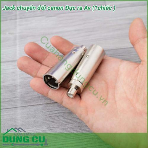 Jack chuyển đổi canon đực ra Av tín hiệu stereo chất lượng cao - được làn từ kim loại do vậy có độ bền cao đảm bảo cho ra chất lượng âm thanh đath chuẩn Sản phẩm tiện lợi cho bạn sử dụng được nhiều mục đích khác nhau