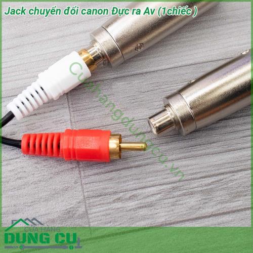 Jack chuyển đổi canon đực ra Av tín hiệu stereo chất lượng cao - được làn từ kim loại do vậy có độ bền cao đảm bảo cho ra chất lượng âm thanh đath chuẩn Sản phẩm tiện lợi cho bạn sử dụng được nhiều mục đích khác nhau