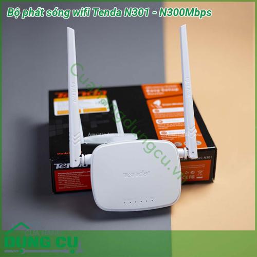 Bộ phát sóng wifi Tenda N301 được sản xuất và thiết kế nhỏ gọn theo tiêu chuẩn hiện đại  Thiết bị phù hợp để sử dụng cho các tòa nhà văn phòng khu nhà ở rộng rãi với việc được trang bị 2 ăng ten 5dBI và khả năng phát sóng wifi mạnh mẽ