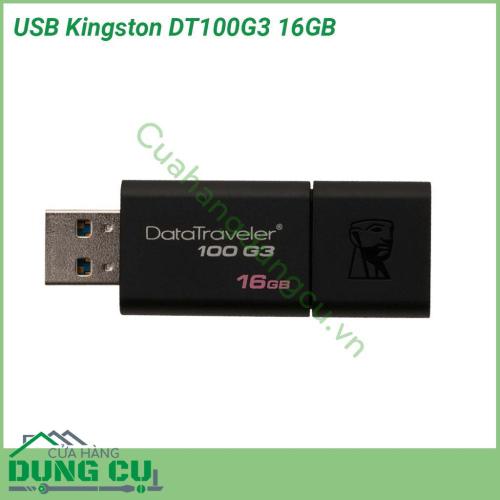 USB Kingston DT100G3 16GB với tông màu đen bí ẩn cùng thiết kế nhỏ gọn giúp thuận tiện để bạn theo bên mình khi di chuyển và sử dụng lúc cần thiết Đồng thời nắp USB sẽ bảo vệ cổng kết nối khỏi những hư hỏng do va chạm và bụi bẩn