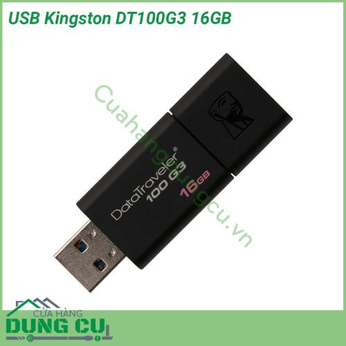 USB Kingston DT100G3 16GB với tông màu đen bí ẩn cùng thiết kế nhỏ gọn giúp thuận tiện để bạn theo bên mình khi di chuyển và sử dụng lúc cần thiết Đồng thời nắp USB sẽ bảo vệ cổng kết nối khỏi những hư hỏng do va chạm và bụi bẩn
