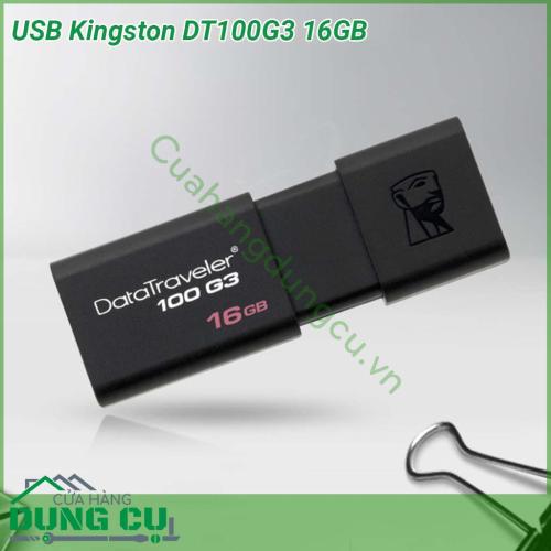 USB Kingston DT100G3 16GB với tông màu đen bí ẩn cùng thiết kế nhỏ gọn giúp thuận tiện để bạn theo bên mình khi di chuyển và sử dụng lúc cần thiết Đồng thời nắp USB sẽ bảo vệ cổng kết nối khỏi những hư hỏng do va chạm và bụi bẩn