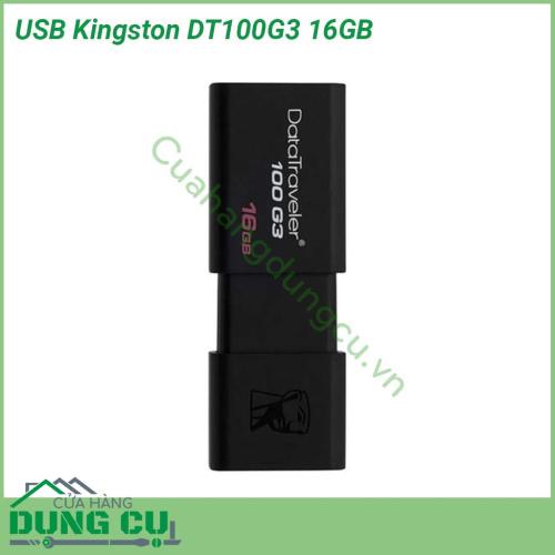 USB Kingston DT100G3 16GB với tông màu đen bí ẩn cùng thiết kế nhỏ gọn giúp thuận tiện để bạn theo bên mình khi di chuyển và sử dụng lúc cần thiết Đồng thời nắp USB sẽ bảo vệ cổng kết nối khỏi những hư hỏng do va chạm và bụi bẩn