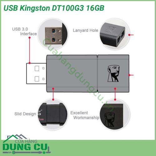 USB Kingston DT100G3 16GB với tông màu đen bí ẩn cùng thiết kế nhỏ gọn giúp thuận tiện để bạn theo bên mình khi di chuyển và sử dụng lúc cần thiết Đồng thời nắp USB sẽ bảo vệ cổng kết nối khỏi những hư hỏng do va chạm và bụi bẩn