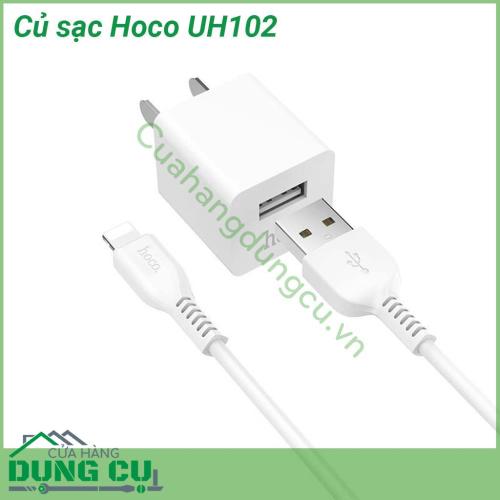 Củ sạc Hoco UH102 được thiết kế nhỏ gọn tiện lợi dễ dàng mang theo tới bất kỳ nơi đâu nhằm đảm bảo những thiết bị di động của bạn luôn sẵn sàng để sử dụng Chân tiếp xúc làm bằng hợp kim cao cấp tiếp điện tốt giúp giảm thời gian sạc