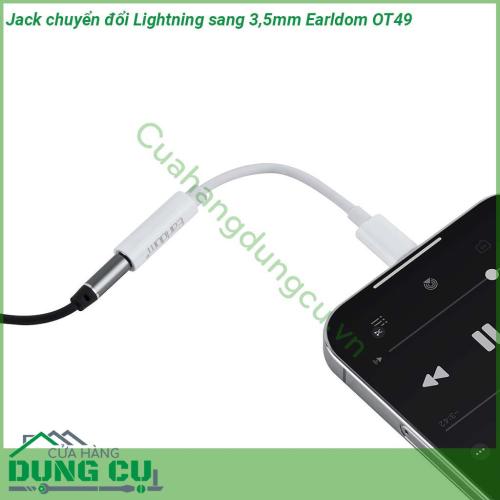 Jack chuyển đổi tai nghe chân Lightning sang 3 5mm Earldom OT49 thiết kế nhỏ gọn dây cáp chắc chắn dễ dàng mang theo