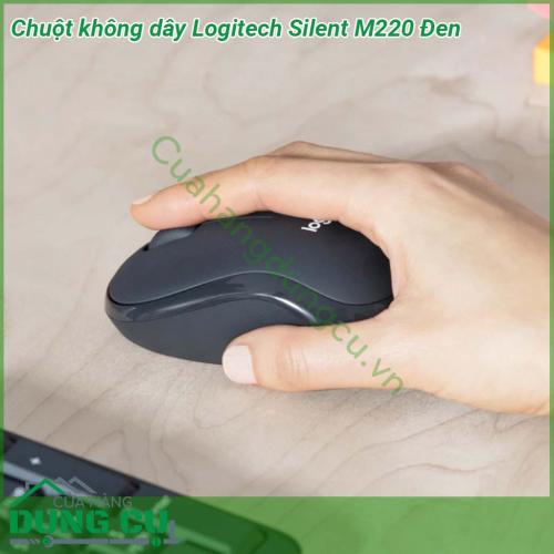 Chuột không dây Logitech M220 Silent có các đường cong bo theo lòng bàn tay đưa đến cảm giác rất tự nhiên và thoải mái đến tay người dừng Ngoài ra kích thước nhỏ gọn sản phẩm có thể được bạn đem theo bên mình và sử dụng khi cần thiết