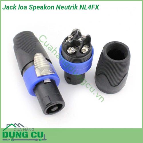 Jack loa Speakon Neutrik NL4FX thiết kế giắc loa đẹp và cứng cáp từ Châu Âu Hệ thống khoá chốt vặn chính xác gồm 3 phần rời dễ tháo lắp khi gắn với dây loa cho phép dùng nhiều năm không hư hỏng