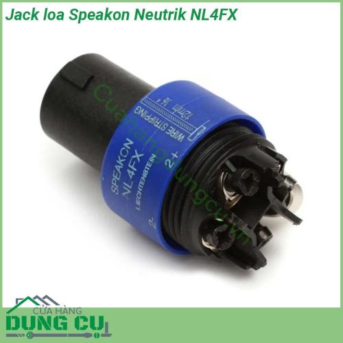 Jack loa Speakon Neutrik NL4FX thiết kế giắc loa đẹp và cứng cáp từ Châu Âu Hệ thống khoá chốt vặn chính xác gồm 3 phần rời dễ tháo lắp khi gắn với dây loa cho phép dùng nhiều năm không hư hỏng