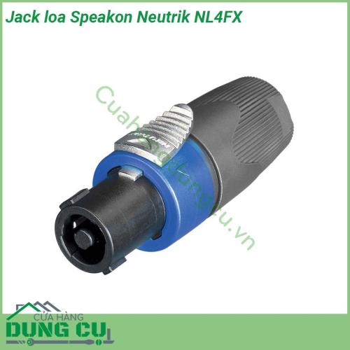 Jack loa Speakon Neutrik NL4FX thiết kế giắc loa đẹp và cứng cáp từ Châu Âu Hệ thống khoá chốt vặn chính xác gồm 3 phần rời dễ tháo lắp khi gắn với dây loa cho phép dùng nhiều năm không hư hỏng