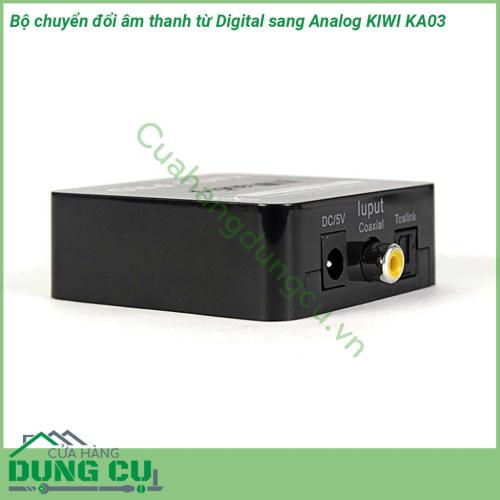 Bộ chuyển đổi âm thanh từ Digital sang Analog KIWI KA03 sử dụng chíp và linh kiện ngoại vi cao cấp nên cho ra âm thanh lớn rõ ràng trong trẻo chi tiết hơn hẳn các bộ chuyển quang thông thường Kết nối đơn giản dể sử dụng mà không cần cài đặt