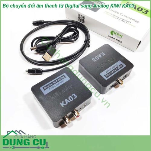 Bộ chuyển đổi âm thanh từ Digital sang Analog KIWI KA03 sử dụng chíp và linh kiện ngoại vi cao cấp nên cho ra âm thanh lớn rõ ràng trong trẻo chi tiết hơn hẳn các bộ chuyển quang thông thường Kết nối đơn giản dể sử dụng mà không cần cài đặt