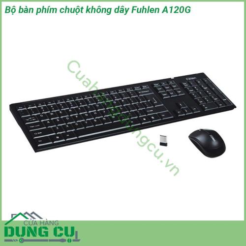 Bộ bàn phím chuột không dây Fuhlen A120G sở hữu kích thước gọn nhẹ  Phím bấm chắc chắn dứ khoát không có hiện tượng kẹt phím Chuột độ nhạy cao tạo cảm giác thoải mái cho người dùng Đầu thu mini Kết nối và sử dụng kết nối thông minh