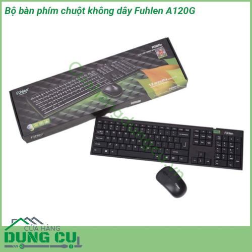 Bộ bàn phím chuột không dây Fuhlen A120G sở hữu kích thước gọn nhẹ  Phím bấm chắc chắn dứ khoát không có hiện tượng kẹt phím Chuột độ nhạy cao tạo cảm giác thoải mái cho người dùng Đầu thu mini Kết nối và sử dụng kết nối thông minh