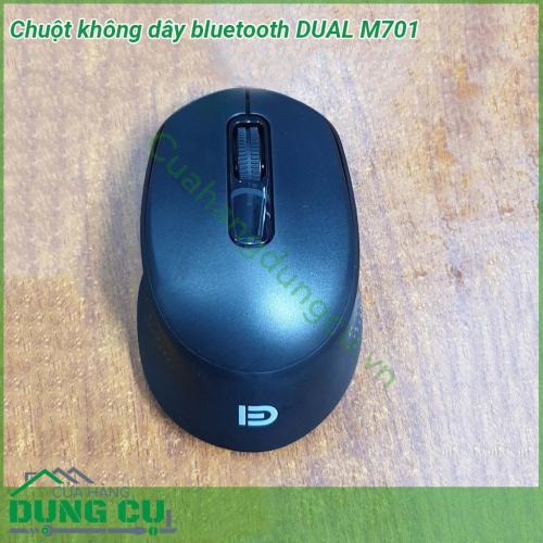 Chuột không dây bluetooth DUAL M701 thiết kế vừa bắt mắt vừa thoải mái  Chuột gồm 2 nút bấm trái và phải 1 con lăn chính giữa và 1 nút tinh chỉnh dpi Các nút bấm êm và ăn Con lăn cuộn nhanh