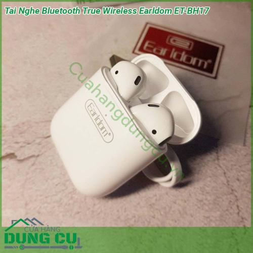 Tai nghe Bluetooth True Wireless Earldom ET-BH17 được thiết kế sang trọng và tinh tế tinh giản và gọn gàng nhất trong dòng tai nghe bluetooth  Dock sạc nhỏ gọn gia công chắc chắn bạn có thể bỏ vào balo hoặc túi xách mang đi bất cứ nơi đâu