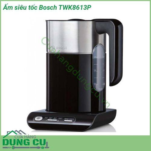 Ấm siêu tốc Bosch TWK8613P được làm bằng chất liệu inox và nhựa cao cấp theo tiêu chuẩn Đức an toàn tuyệt đối cho sức khỏe người sử dụng Kiểu dáng thiết kế hiện đại và sang trọng dễ dàng trong việc sử dụng