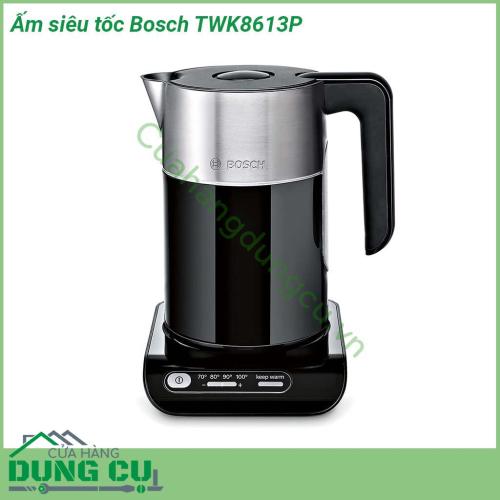 Ấm siêu tốc Bosch TWK8613P được làm bằng chất liệu inox và nhựa cao cấp theo tiêu chuẩn Đức an toàn tuyệt đối cho sức khỏe người sử dụng Kiểu dáng thiết kế hiện đại và sang trọng dễ dàng trong việc sử dụng